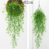 Artificial Plant Vines Wall Hanging Rattan Leaves Branches Outdoor Garden Home Decoration Plastic Fake Silk Leaf Green Plant Ivy,