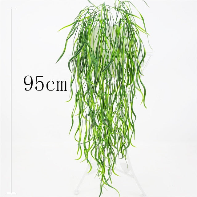 Artificial Plant Vines Wall Hanging Rattan Leaves Branches Outdoor Garden Home Decoration Plastic Fake Silk Leaf Green Plant Ivy,