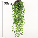 Artificial Plant Vines Wall Hanging Rattan Leaves Branches Outdoor Garden Home Decoration Plastic Fake Silk Leaf Green Plant Ivy,