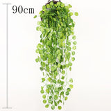 Artificial Plant Vines Wall Hanging Rattan Leaves Branches Outdoor Garden Home Decoration Plastic Fake Silk Leaf Green Plant Ivy,