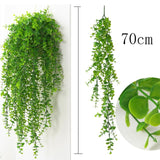 Artificial Plant Vines Wall Hanging Rattan Leaves Branches Outdoor Garden Home Decoration Plastic Fake Silk Leaf Green Plant Ivy,