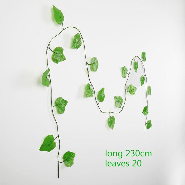 230cm green silk artificial Hanging ivy leaf plants vines leaves 1Pcs diy For Home Bathroom Decoration Garden Party Decor,