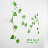 230cm green silk artificial Hanging ivy leaf plants vines leaves 1Pcs diy For Home Bathroom Decoration Garden Party Decor,