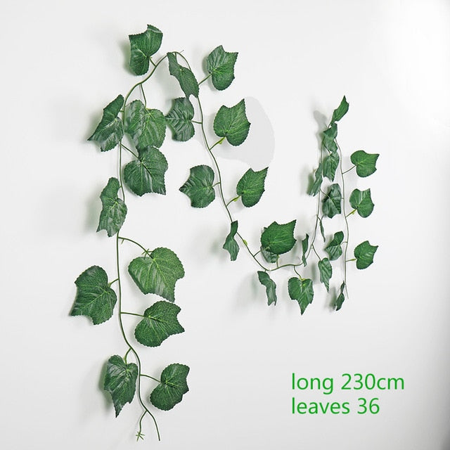 230cm green silk artificial Hanging ivy leaf plants vines leaves 1Pcs diy For Home Bathroom Decoration Garden Party Decor,