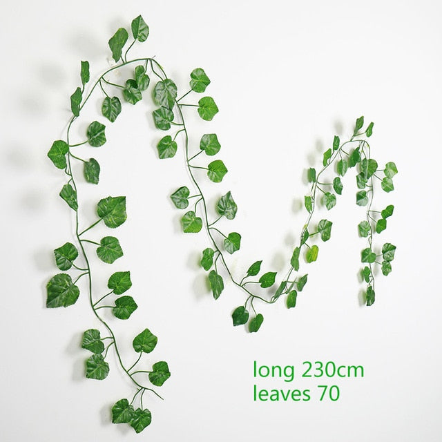 230cm green silk artificial Hanging ivy leaf plants vines leaves 1Pcs diy For Home Bathroom Decoration Garden Party Decor,