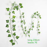 230cm green silk artificial Hanging ivy leaf plants vines leaves 1Pcs diy For Home Bathroom Decoration Garden Party Decor,