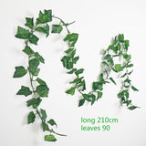 230cm green silk artificial Hanging ivy leaf plants vines leaves 1Pcs diy For Home Bathroom Decoration Garden Party Decor,