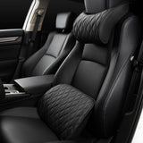 Memory Foam Car Headrest Pillow Leather Embroidered Seat Supports Sets Back Cushion Adjustment Auto Neck Rest Lumbar Pillows,