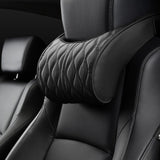 Memory Foam Car Headrest Pillow Leather Embroidered Seat Supports Sets Back Cushion Adjustment Auto Neck Rest Lumbar Pillows,
