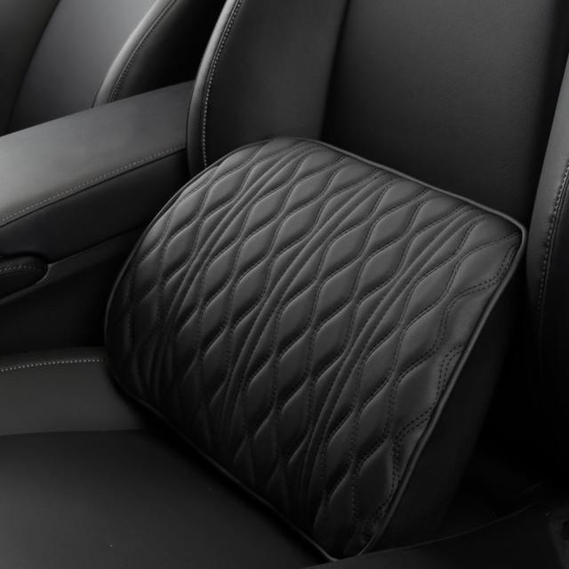 Memory Foam Car Headrest Pillow Leather Embroidered Seat Supports Sets Back Cushion Adjustment Auto Neck Rest Lumbar Pillows,