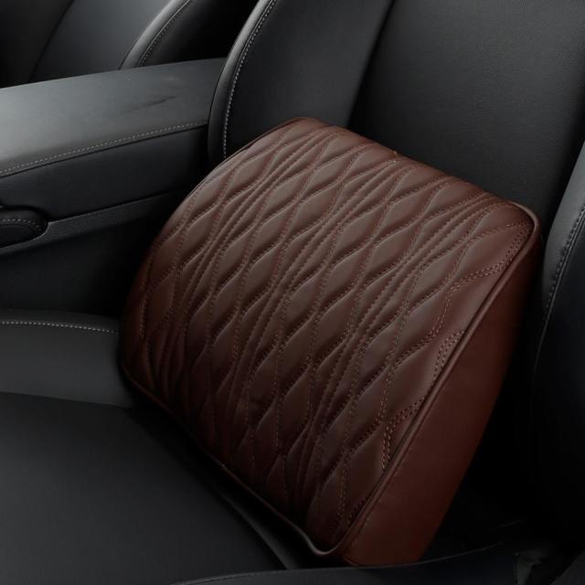 Memory Foam Car Headrest Pillow Leather Embroidered Seat Supports Sets Back Cushion Adjustment Auto Neck Rest Lumbar Pillows,