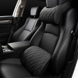 Memory Foam Car Headrest Pillow Leather Embroidered Seat Supports Sets Back Cushion Adjustment Auto Neck Rest Lumbar Pillows,
