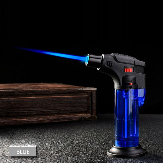 High jet Flame Butane Gas Transparent body design Refillable Adjustable Butane Jet Torch Lighter BBQ Tools Flame Ignition Tool,