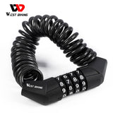 WEST BIKING Mini Helmet Lock Anti-theft 4 Digit Password Bicycle Locks for Scooter Motorcycle Portable MTB Road Bike Cable Lock,