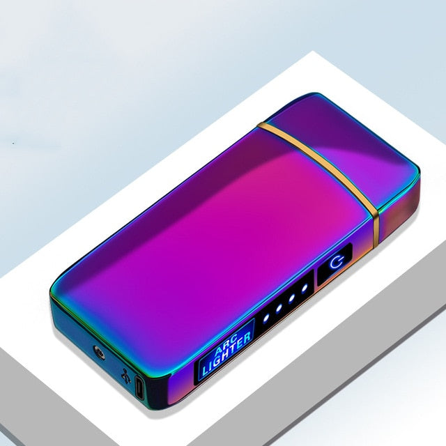 Electric Metal Lighters Windproof Dual Arc Plasma Rechargeable USB Lighter Disposable Smoking Cigarette Lighter For Men Gadgets