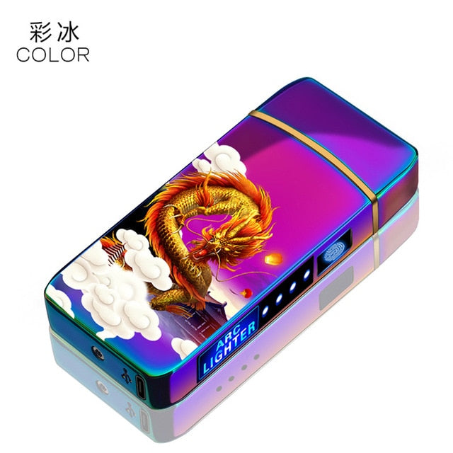 Electric Metal Lighters Windproof Dual Arc Plasma Rechargeable USB Lighter Disposable Smoking Cigarette Lighter For Men Gadgets,