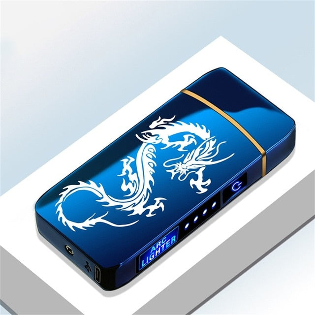 Electric Metal Lighters Windproof Dual Arc Plasma Rechargeable USB Lighter Disposable Smoking Cigarette Lighter For Men Gadgets