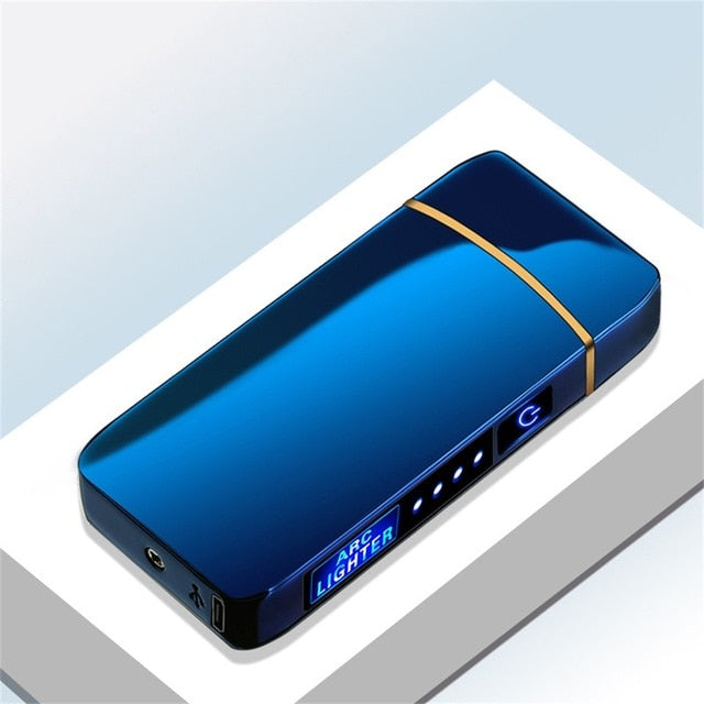 Electric Metal Lighters Windproof Dual Arc Plasma Rechargeable USB Lighter Disposable Smoking Cigarette Lighter For Men Gadgets