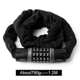 WEST BIKING Long Safty Chain Lock For Bike Anti-theft Steel Password Code Motorcycle Lock Cycling Electric Bicycle Accoessories,