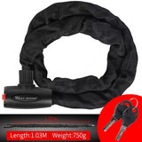 WEST BIKING Long Safty Chain Lock For Bike Anti-theft Steel Password Code Motorcycle Lock Cycling Electric Bicycle Accoessories,