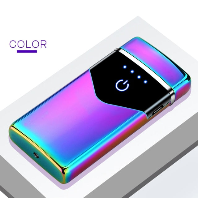 Electric Metal Lighters Windproof Dual Arc Plasma Rechargeable USB Lighter Disposable Smoking Cigarette Lighter For Men Gadgets,