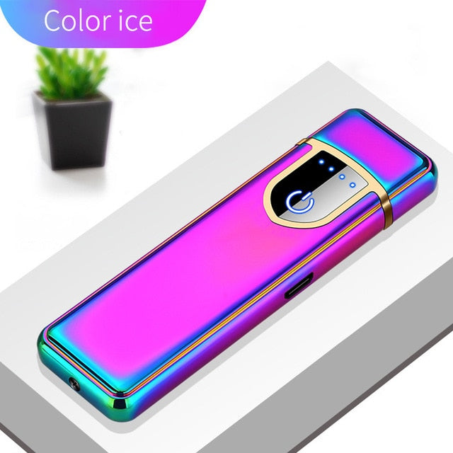 Electric Metal Lighters Windproof Dual Arc Plasma Rechargeable USB Lighter Disposable Smoking Cigarette Lighter For Men Gadgets