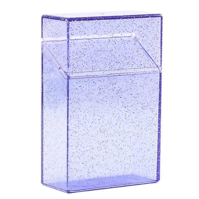 1pc Plastic Clear Cigarette Case (20 Capacity) Shining Cigarettes Box Portable Cigarette Holder Container for Smoker, 5 Colors
