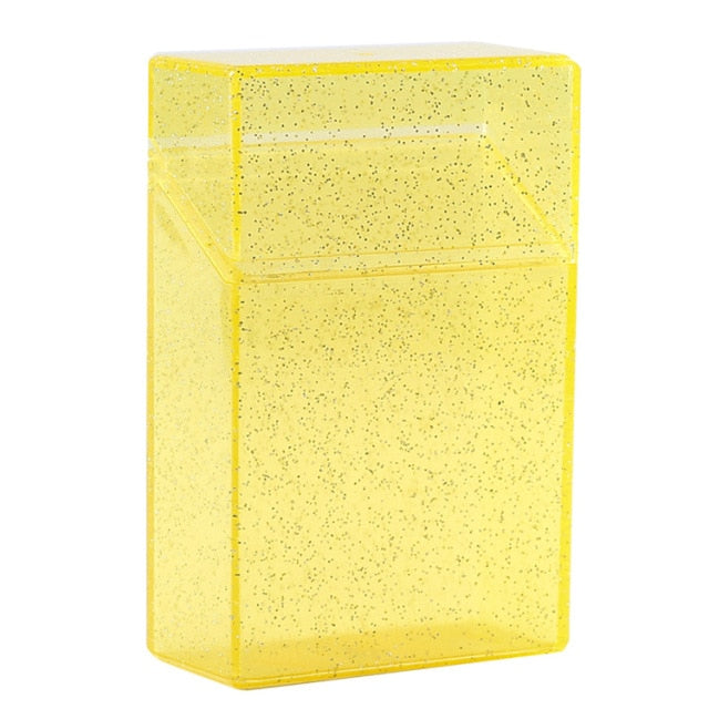 1pc Plastic Clear Cigarette Case (20 Capacity) Shining Cigarettes Box Portable Cigarette Holder Container for Smoker, 5 Colors,