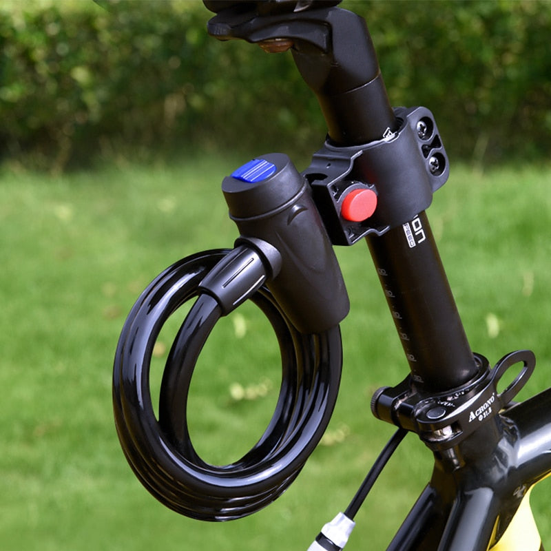 Theft Spiral Steel Cable Universal Protective Bicycle Lock Stainless Steel Cable Coil Bicycle Accessories Bike Lock with 2 Key,