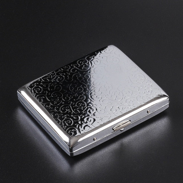 Silver Portable Metal Cigarette Case for 20 Cigarettes Flip Open Traveling Cigarette Container Box Holder Outdoor Smoking1PC