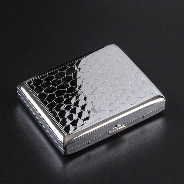 Silver Portable Metal Cigarette Case for 20 Cigarettes Flip Open Traveling Cigarette Container Box Holder Outdoor Smoking1PC,
