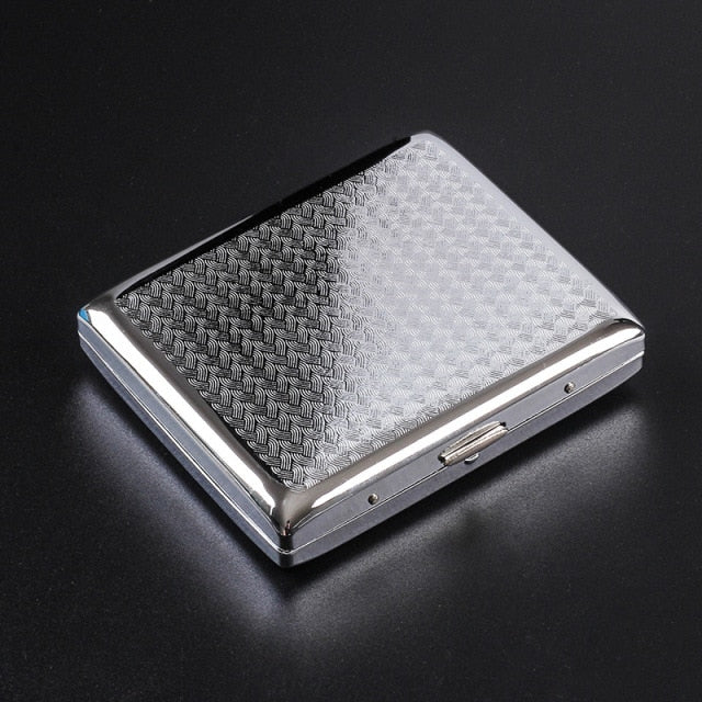 Silver Portable Metal Cigarette Case for 20 Cigarettes Flip Open Traveling Cigarette Container Box Holder Outdoor Smoking1PC,