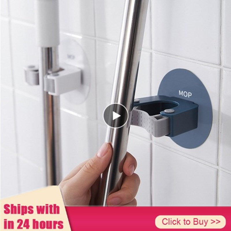 Wall Mounted Storage Mop Organizer Holder Brush Broom Hanger Storage Rack Kitchen Clip Seamless Mop Hook With Mounted Hanging,