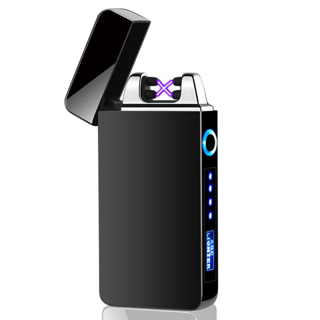 Electric Metal Lighters Windproof Dual Arc Plasma Rechargeable USB Lighter Disposable Smoking Cigarette Lighter For Men Gadgets,