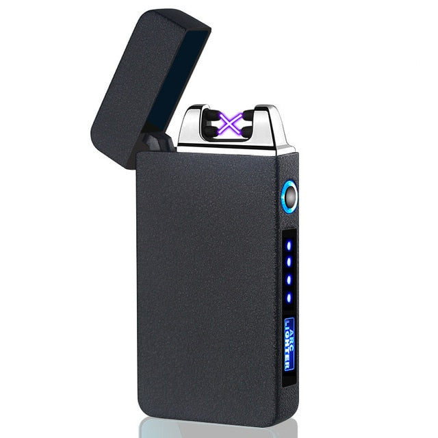 Electric Metal Lighters Windproof Dual Arc Plasma Rechargeable USB Lighter Disposable Smoking Cigarette Lighter For Men Gadgets,