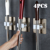 2/4pcs Adhesive Multi-Purpose Hooks Wall Mounted Mop Organizer Holder RackBrush Broom Hanger Hook Kitchen bathroom Strong Hooks,