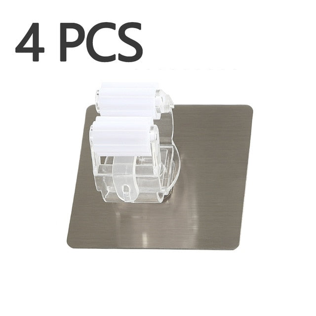 2/4pcs Adhesive Multi-Purpose Hooks Wall Mounted Mop Organizer Holder RackBrush Broom Hanger Hook Kitchen bathroom Strong Hooks,