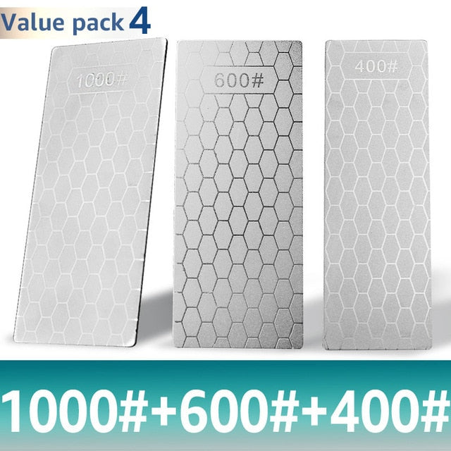 Diamond Knife Sharpening Stone 400#600# 1000# Knife Sharpener 1- 4Pcs Set Ultra-thin Honeycomb Surface Whetstone Grindstone Tool,