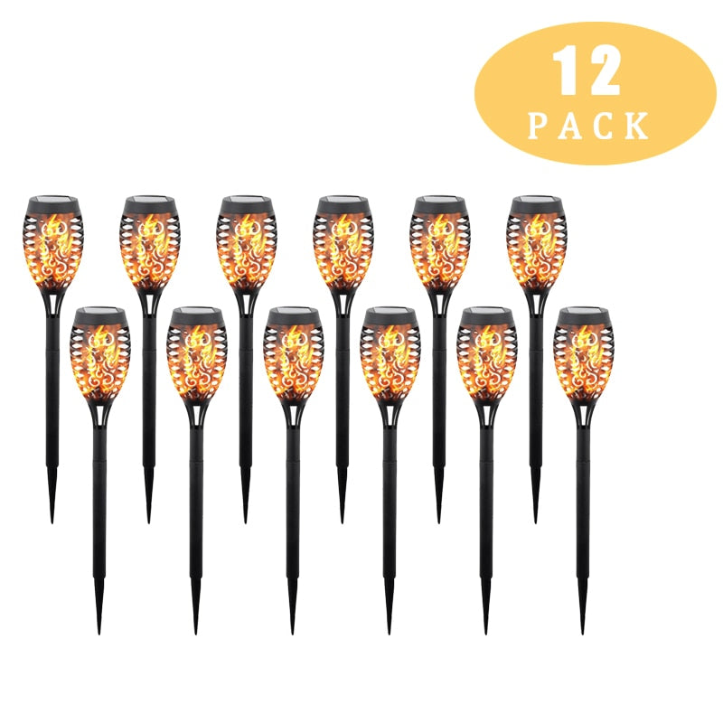 12 Led Solar Garden Light Outdoor Solar Light Waterproof Flickering Flame Torches Lawn Lamp For Garden Pathway Decoration,