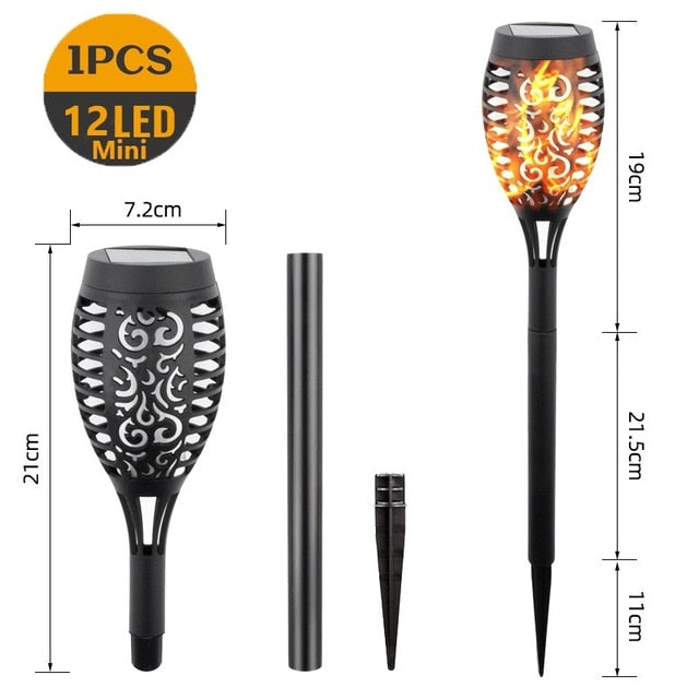 12 Led Solar Garden Light Outdoor Solar Light Waterproof Flickering Flame Torches Lawn Lamp For Garden Pathway Decoration,