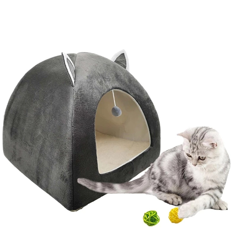 Cat Tent Nest Winter Cat Bed Foldable Indoor Cats Puppy Mascotas Casa Cave Pet House With Plush Soft Cushion лежанка для кошек,