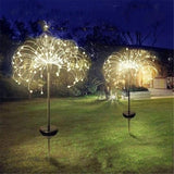Solar Powered Outdoor Grass Globe Dandelion Fireworks Lamp Flash String 90 /120/150 LED For Garden Lawn Landscape Holiday Light,