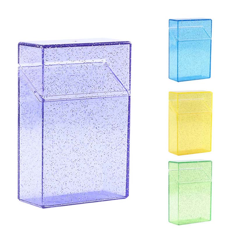 1pc Plastic Clear Cigarette Case (20 Capacity) Shining Cigarettes Box Portable Cigarette Holder Container for Smoker, 5 Colors,