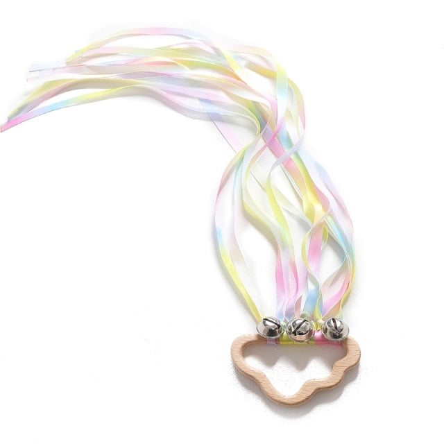 Montessori Style Sensory Toy BPA-free Non-toxic Baby Ribbon Ring Newborns Upwards Develop Colour Recognition Sensory Toy,