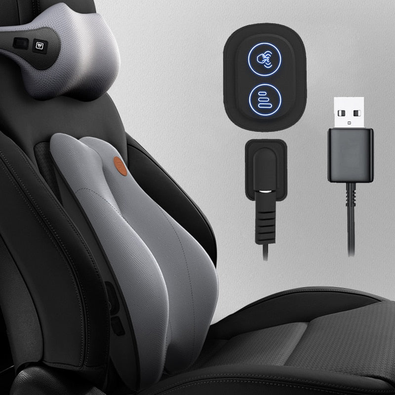 JINSERTA Massage Neck Support Pillow Car Seat Back Support Headrest Pillow Simulation Human Massage Car Back Travel Home Office,