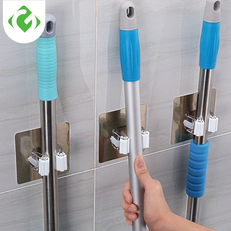 GUANYAO Adhesive Multi-Purpose Hooks Wall Mounted Mop Organizer Holder RackBrush Broom Hanger Hook Kitchen bathroom Strong Hooks,