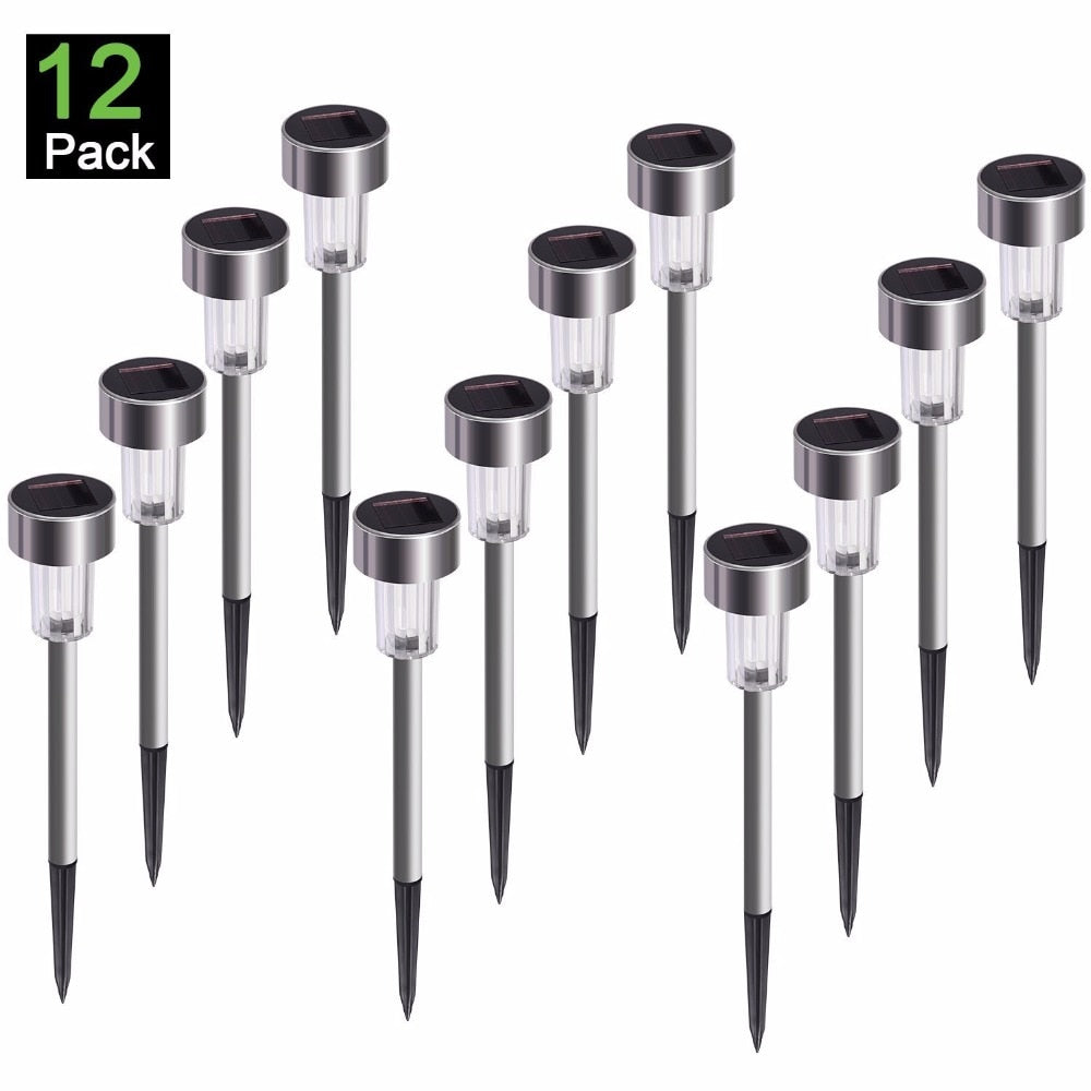 12Pcs Solar Garden Light Outdoor Solar Power Lantern Waterpoof Landscape Decoration Lighting For Pathway Yard Lawn Sunpower Lamp,