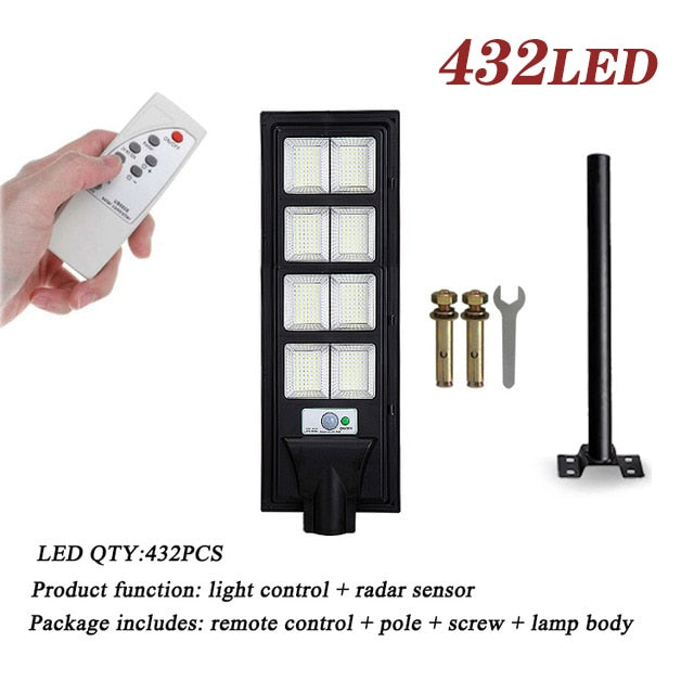LED Solar Outdoor Power Lamp Garden Light Street Light Waterproof For Garden Decoration Remote Control Radar+PIR Human Sensor