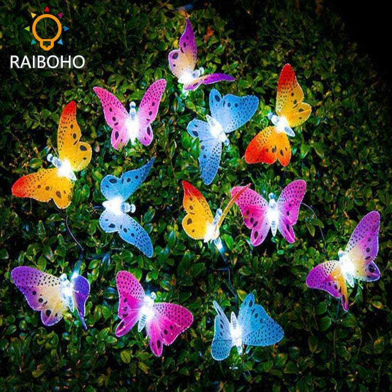 20/30 Led Solar Powered Butterfly Fiber Optic Fairy String Lights Waterproof Christmas Outdoor Garden Holiday Decoration Lights,