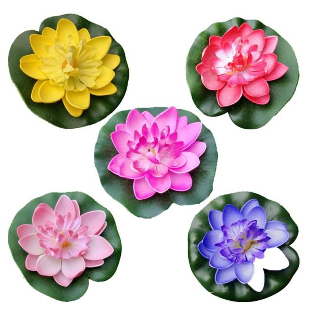 5pcs Artificial Floating Water Lily EVA Lotus Flower Pond Decor 10cm Artificial Lotus Pond Tank Plant Ornament Home Garden Decor,